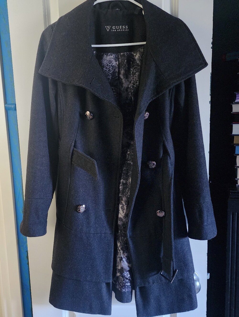Guess Los Angeles Grey Wool Blend Coat
